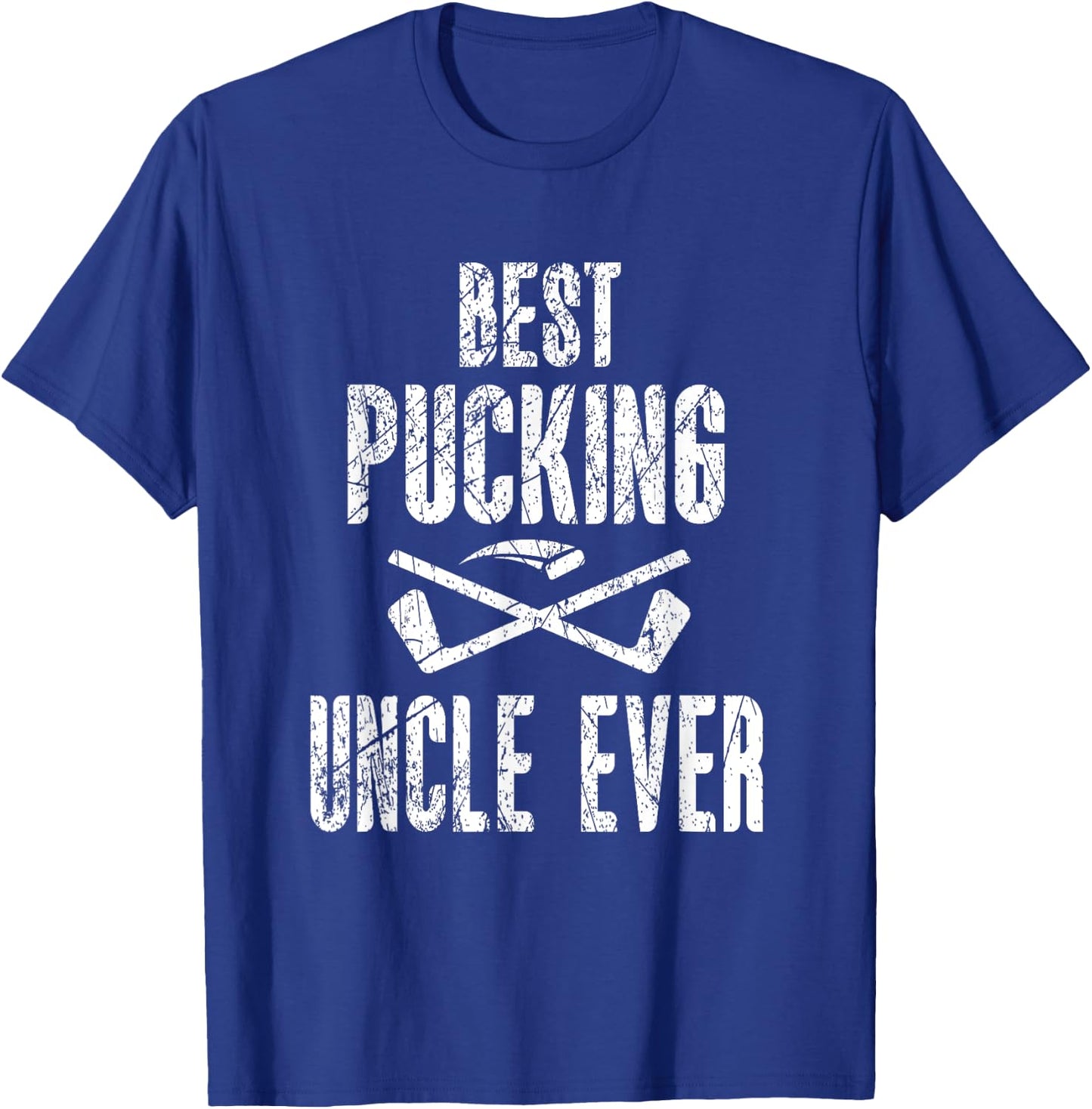 Hockey Uncle Best Pucking Uncle Ever Hockey Fan T-Shirt - T-Shirt | Royal