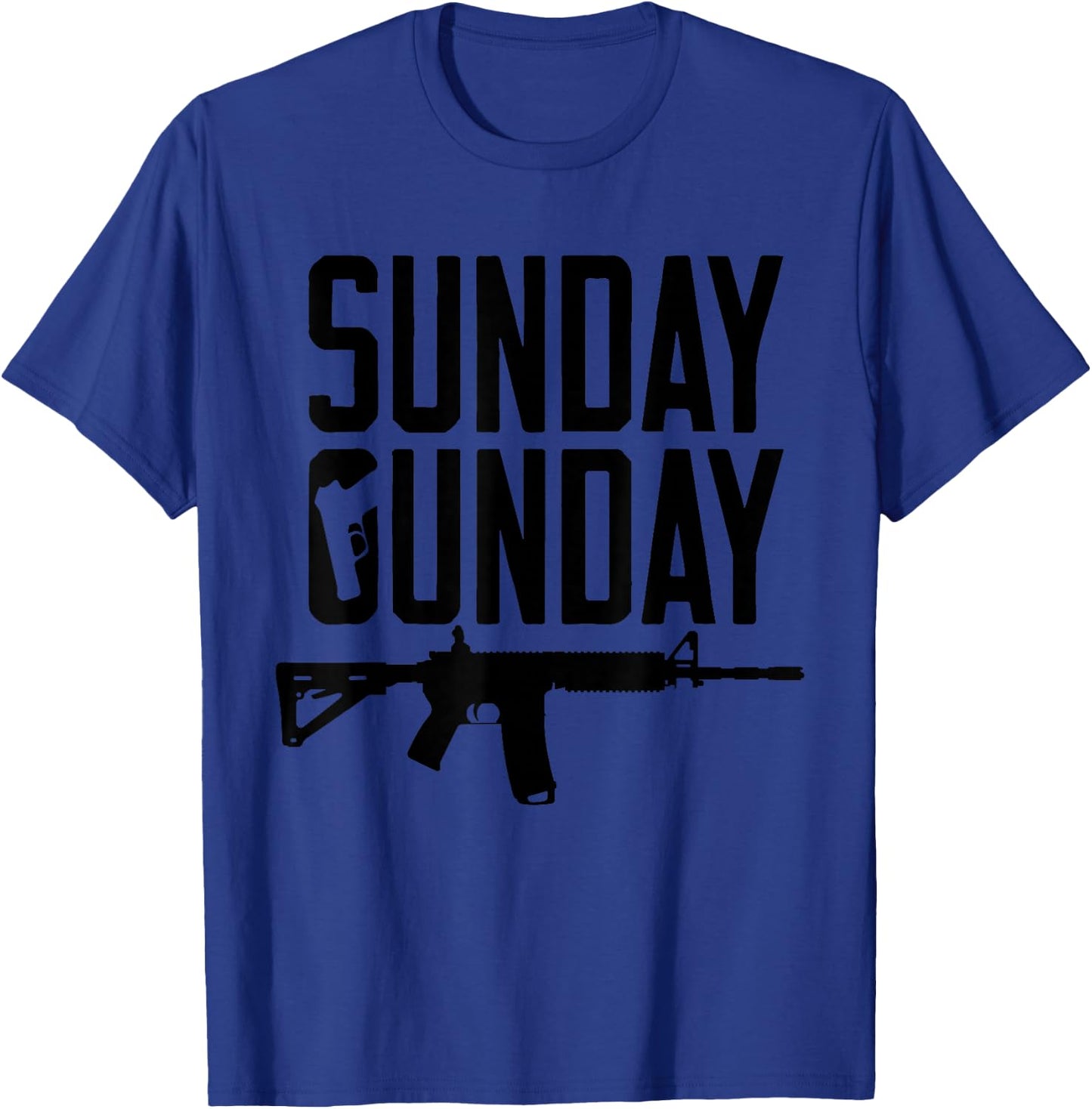 Sunday Gunday Gun Shooting Pistol Firearm AR15 Rifle T-Shirt - T-Shirt | Royal