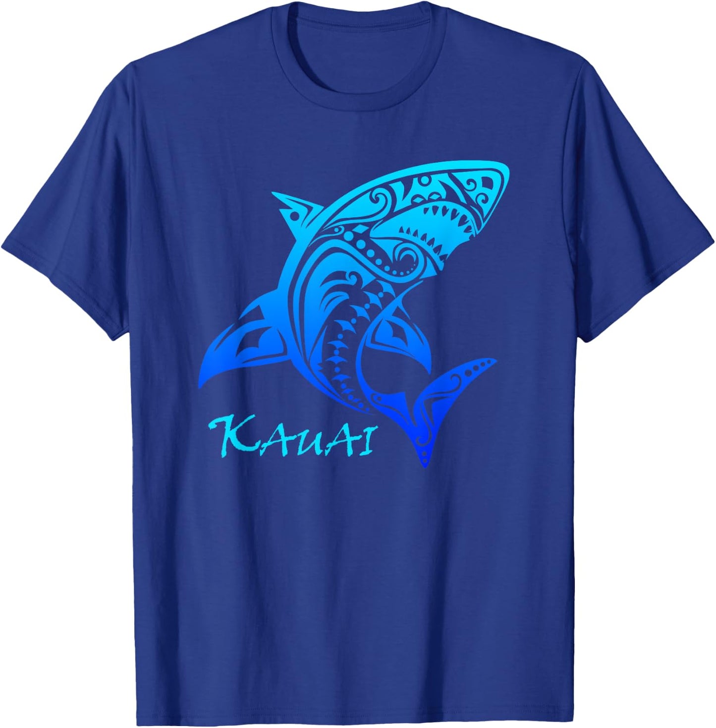 Kauai, Hawaii Vintage Retro Tribal Shark Vacation T-Shirt - T-Shirt | Royal