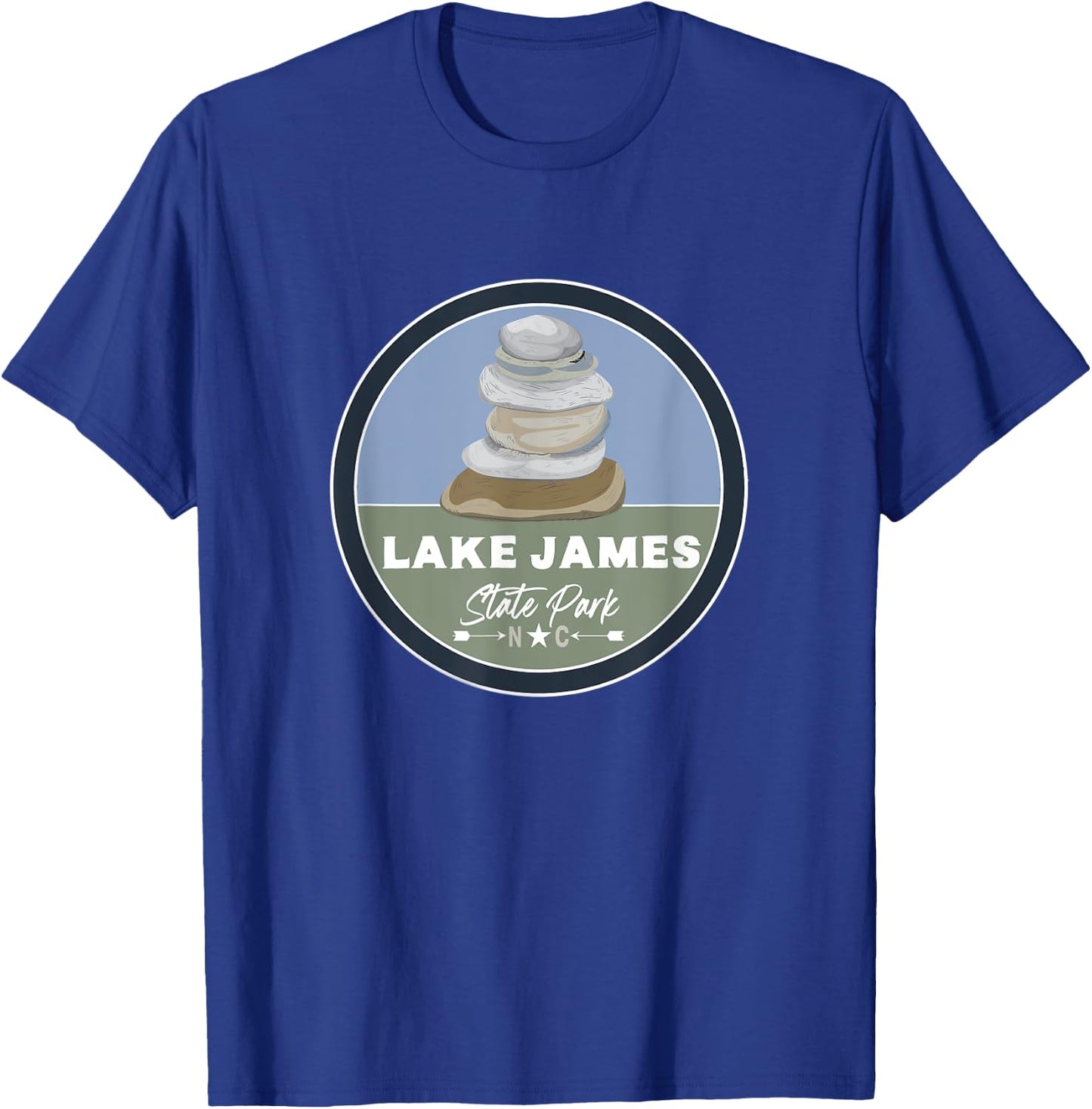Lake James State Park North Carolina NC Cairn Stone Stack T-Shirt - T-Shirt | Royal