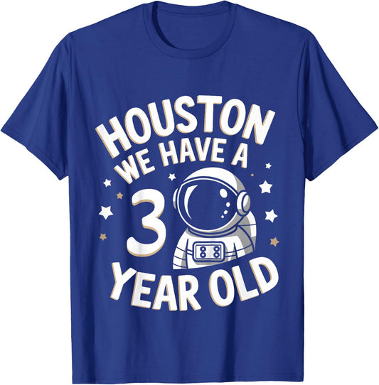 Kids 3Rd Birthday Houston We Have A 3 Year Old Astronaut T-Shirt - T-Shirt | Royal
