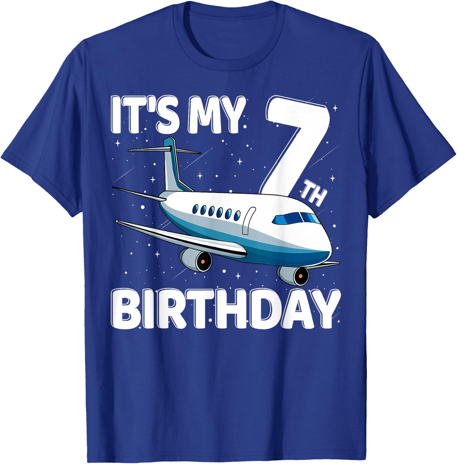 It's My 7th Birthday Airplane 7 year old Birthday Boy Girl T-Shirt - T-Shirt | Royal