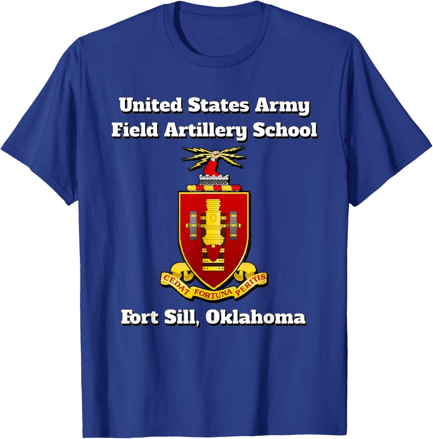 Army Field Artillery School, COA, Fort Sill, Oklahoma print T-Shirt - T-Shirt | Royal