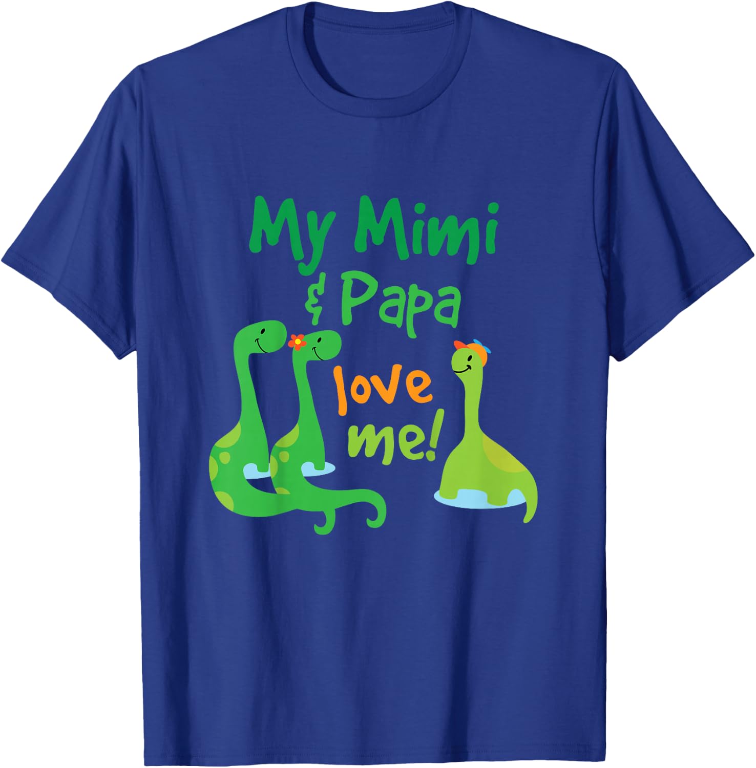Kids My Mimi and Papa Love Me Dinosaur Grandson T-Shirt - T-Shirt | Royal