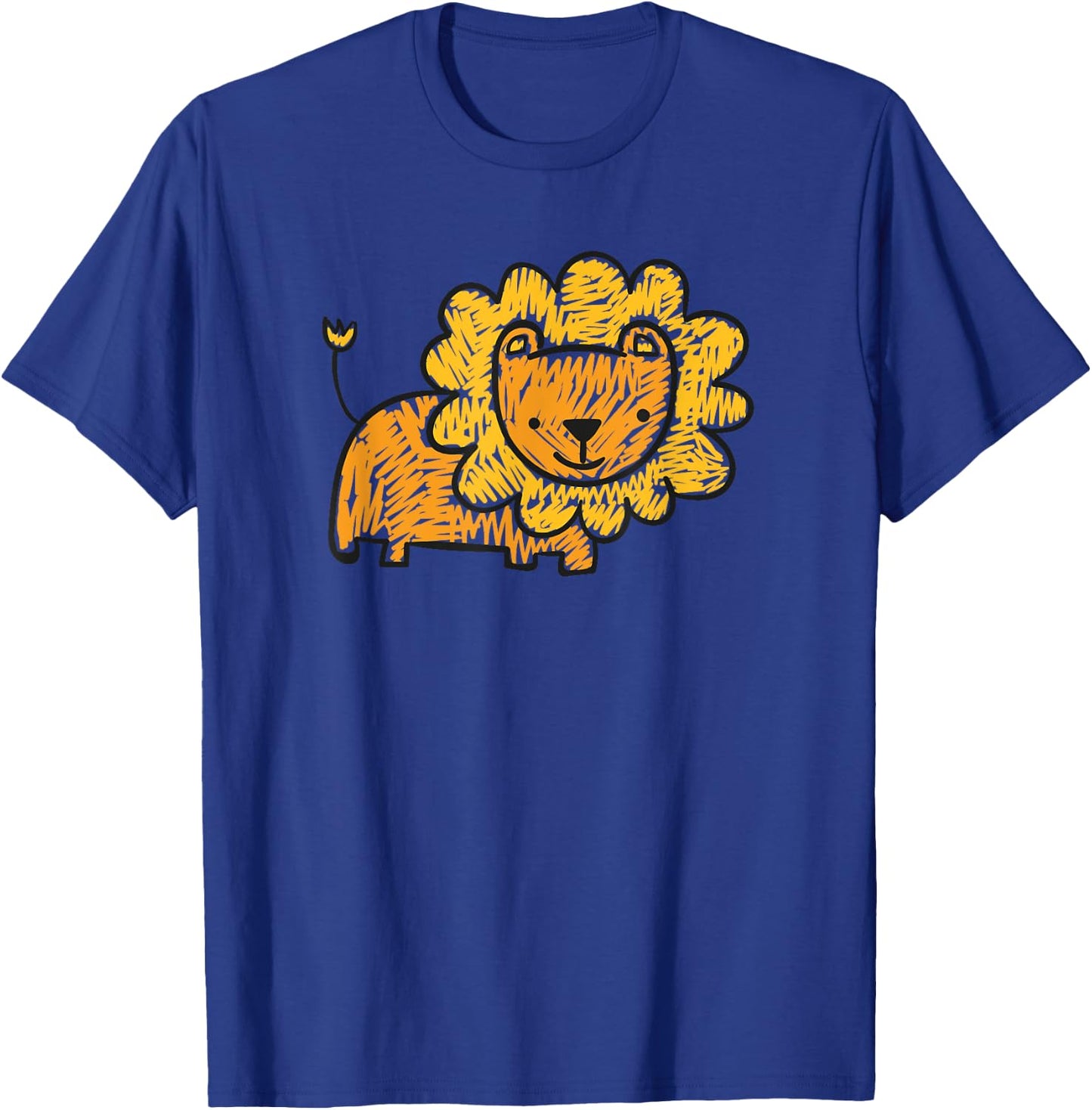 Cute Lion Shirt Funny Kids Animal Drawing T-Shirt - T-Shirt | Royal