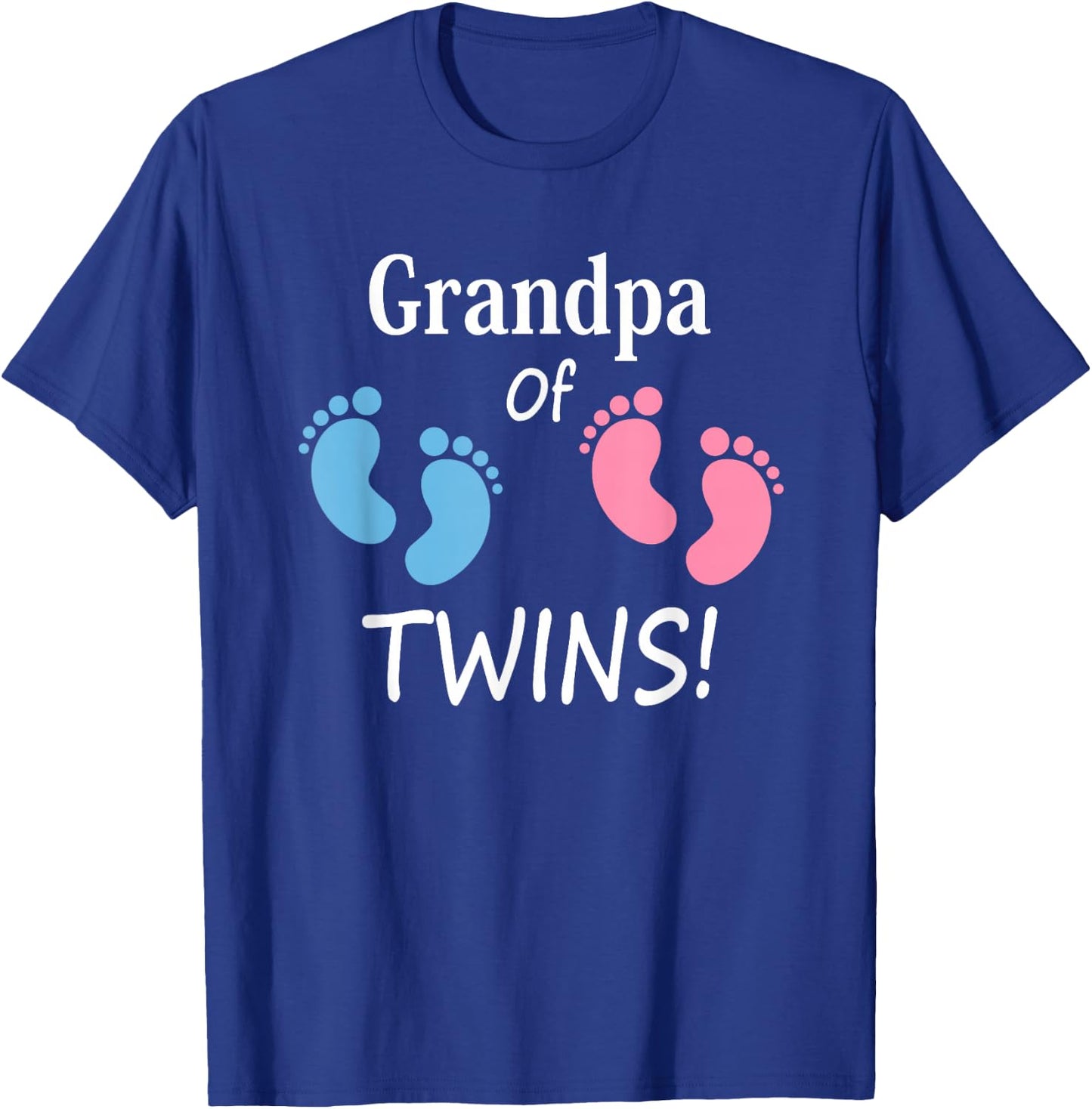 Grandpa of Boy and Girl Twins Footprint Design Grandfather T-Shirt - T-Shirt | Royal