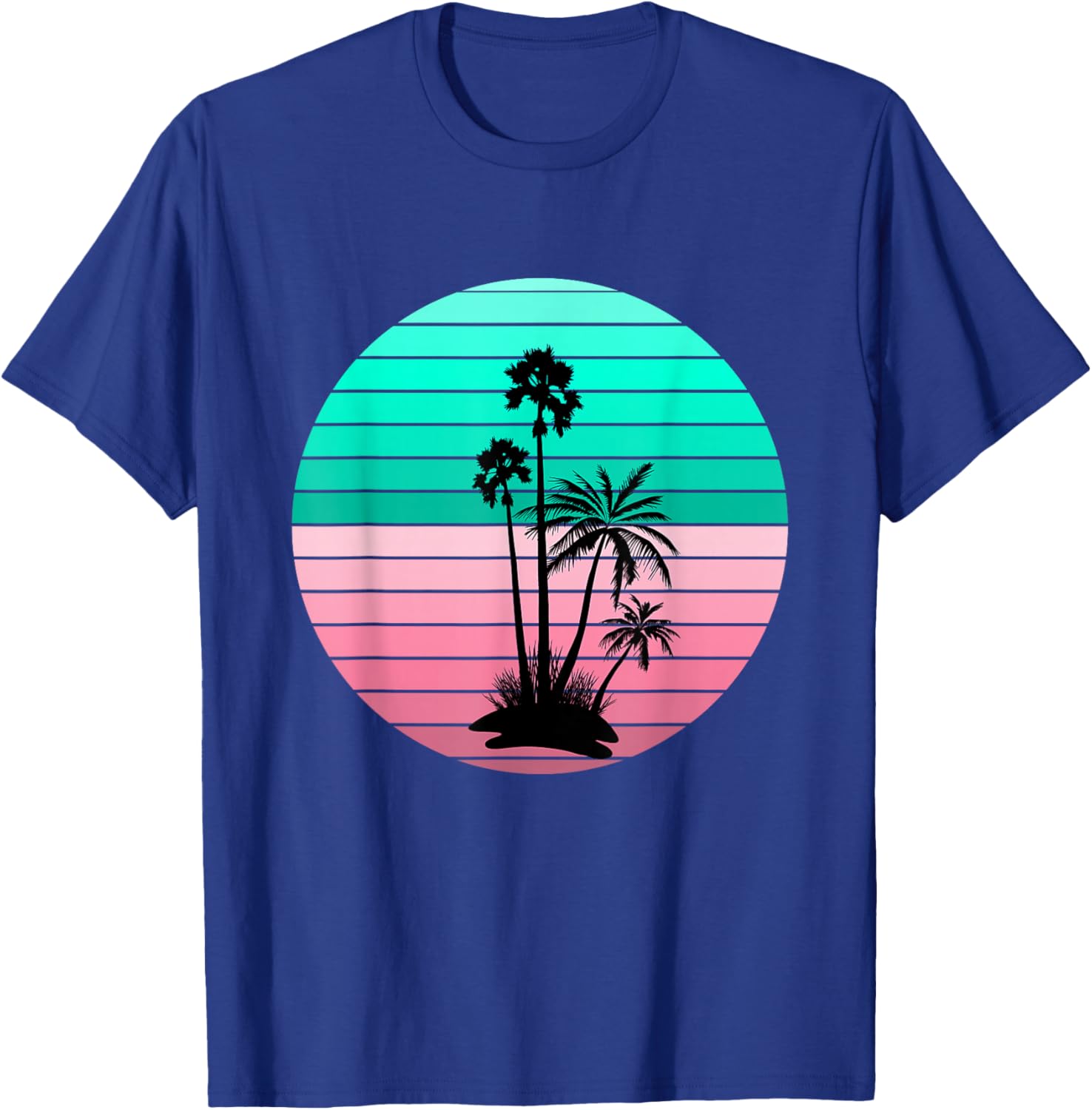 Flamingo Pink and Teal Palm Tree Sunset T-Shirt - T-Shirt | Royal