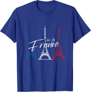 Vintage Retro Vive La France Eiffel Tower Men Women T-Shirt - T-Shirt | Royal