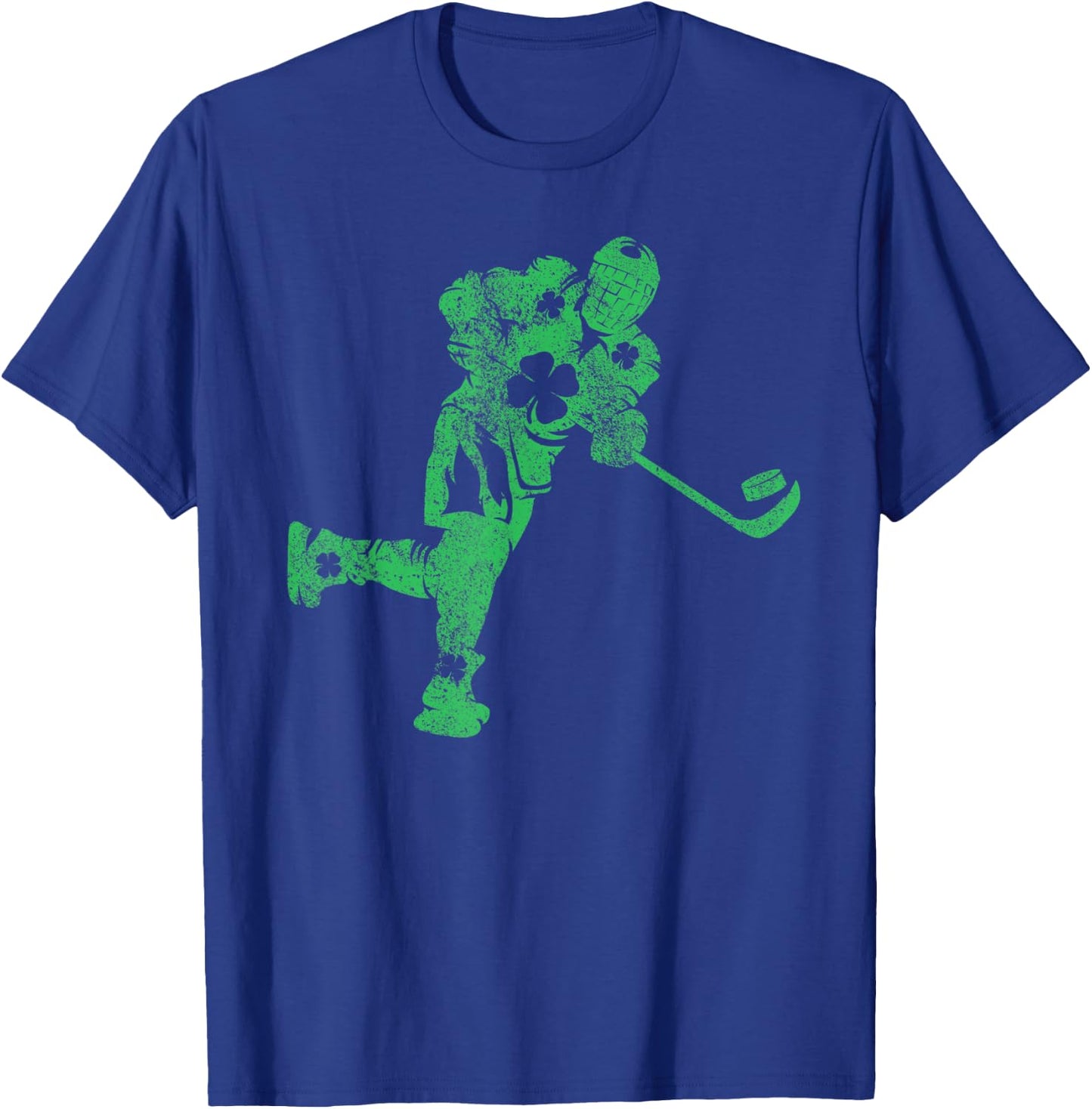Ice Hockey Skate Skating Gift St. Patrick's Day Shamrock T-Shirt - T-Shirt | Royal