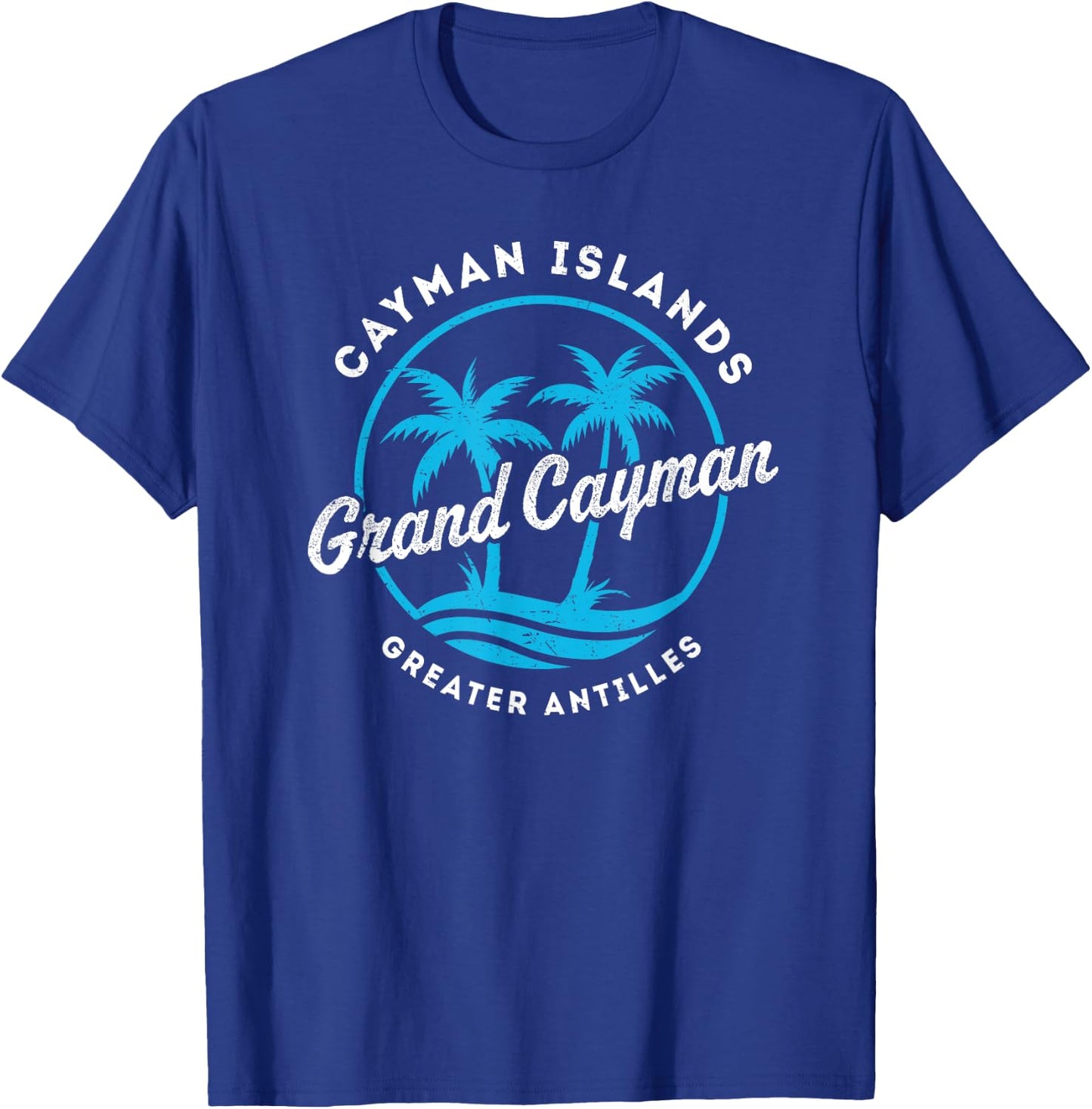 Retro Grand Cayman Islands Palm Tree Beach Vintage Vacation T-Shirt - T-Shirt | Royal