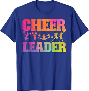 Cheer Cheerleading Watercolor Rainbow Cheer Leader T-Shirt - T-Shirt | Royal