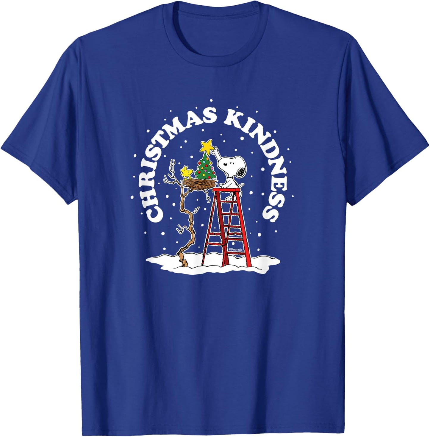Peanuts - Snoopy and Woodstock Tree Christmas Kindness T-Shirt - T-Shirt | Royal