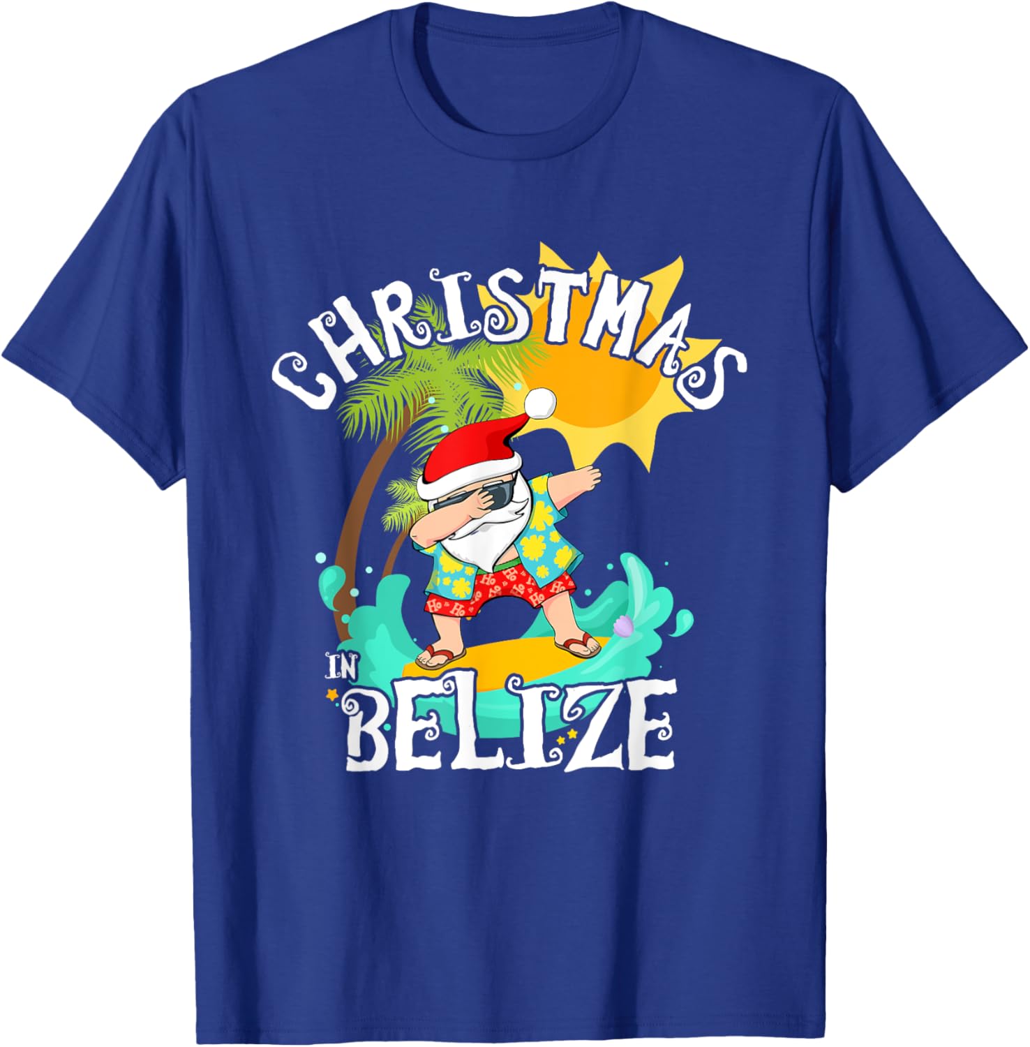 Christmas in Belize Dabbing Santa Family Vacation T-Shirt - T-Shirt | Royal