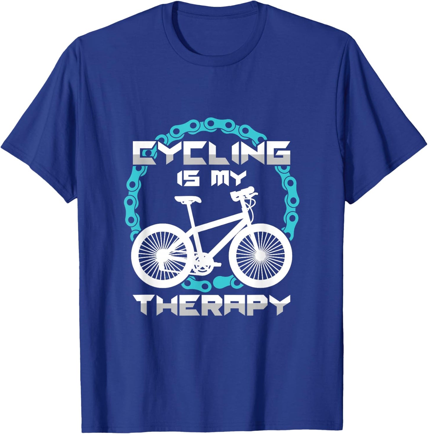 Funny Cyclist Cycling Is My Therapy Bikers T-Shirt - T-Shirt | Royal