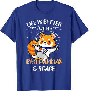 Life Is Better With Red Pandas And Space T-Shirt - T-Shirt | Royal