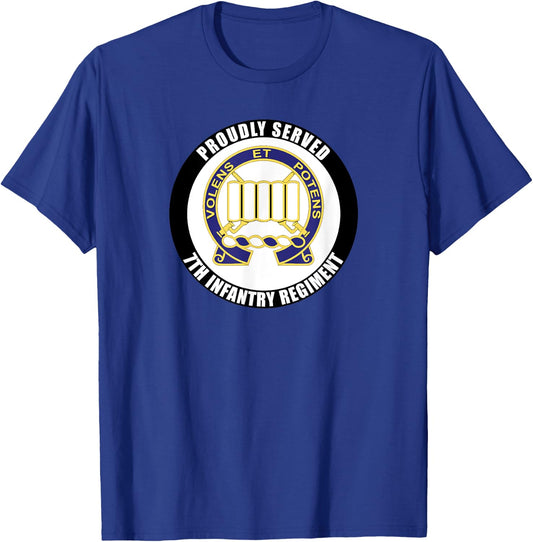 Proudly Served 7th Infantry Regiment Army Veteran Military T-Shirt - T-Shirt | Royal