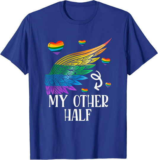 My Other Half LGBT Matching Couple Rainbow Wings Gay Lesbian T-Shirt - T-Shirt | Royal