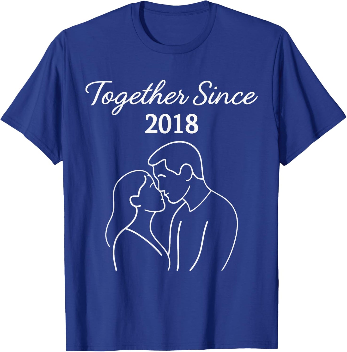 Together Since 2018 Minimal Romantic Couple Anniversary T-Shirt - T-Shirt | Royal