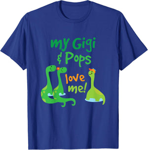 Kids My Gigi and Pops Love Me Grandson Dinosaur T-Shirt - T-Shirt | Royal