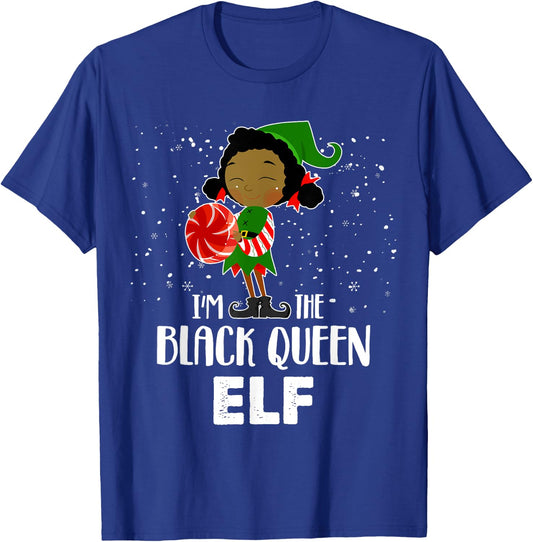 I'm the Black Queen Elf African American Girls Kid Christmas T-Shirt - T-Shirt | Royal