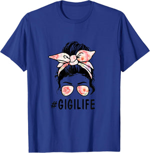 Ph Cute Floral Messy Bun Gigi Life Mothers Day T-Shirt - T-Shirt | Royal