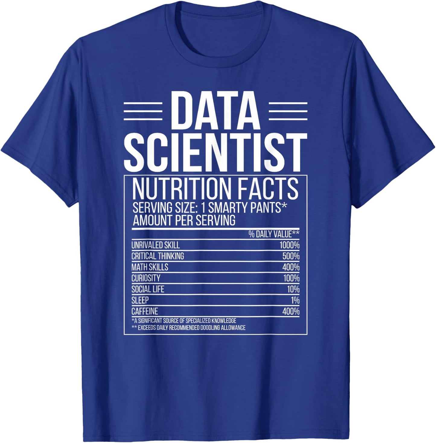 Data Scientist Nutrition Facts Data Science T-Shirt - T-Shirt | Royal