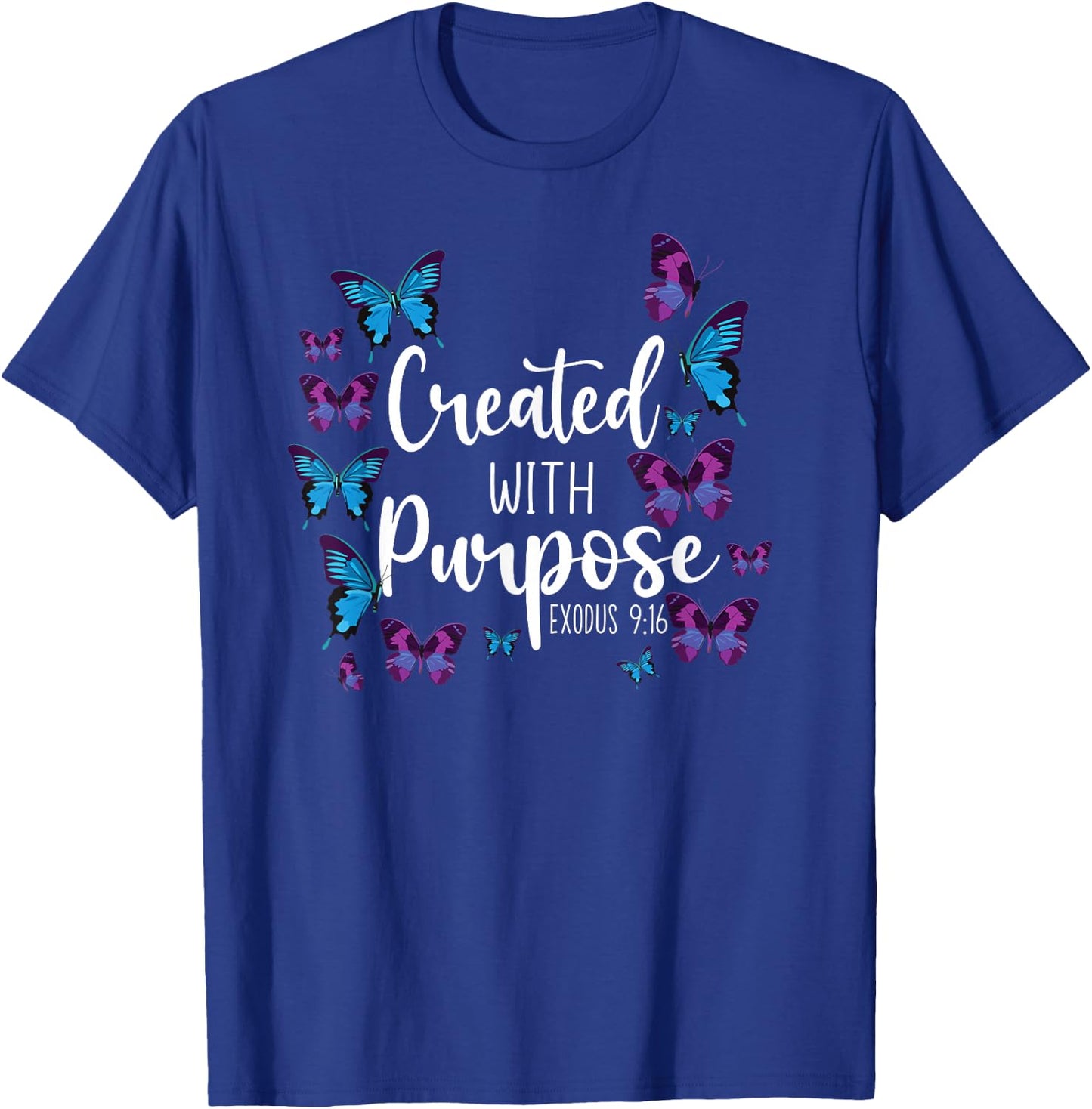 Christian Bible Verse Butterfly Exodus 9:16 T-Shirt - T-Shirt | Royal