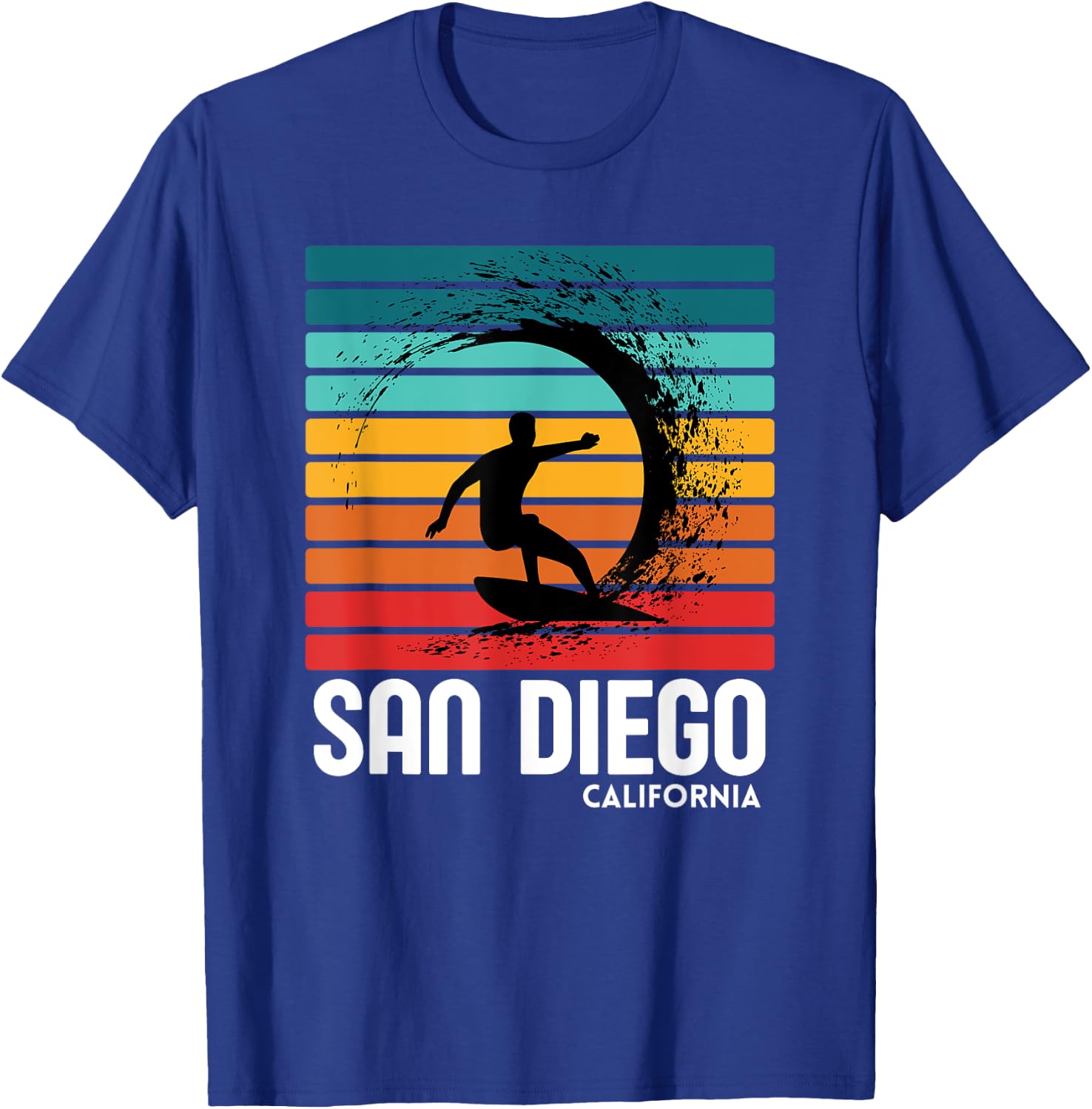 Surf San Diego California Beach Vintage Retro Surfing T-Shirt - T-Shirt | Royal