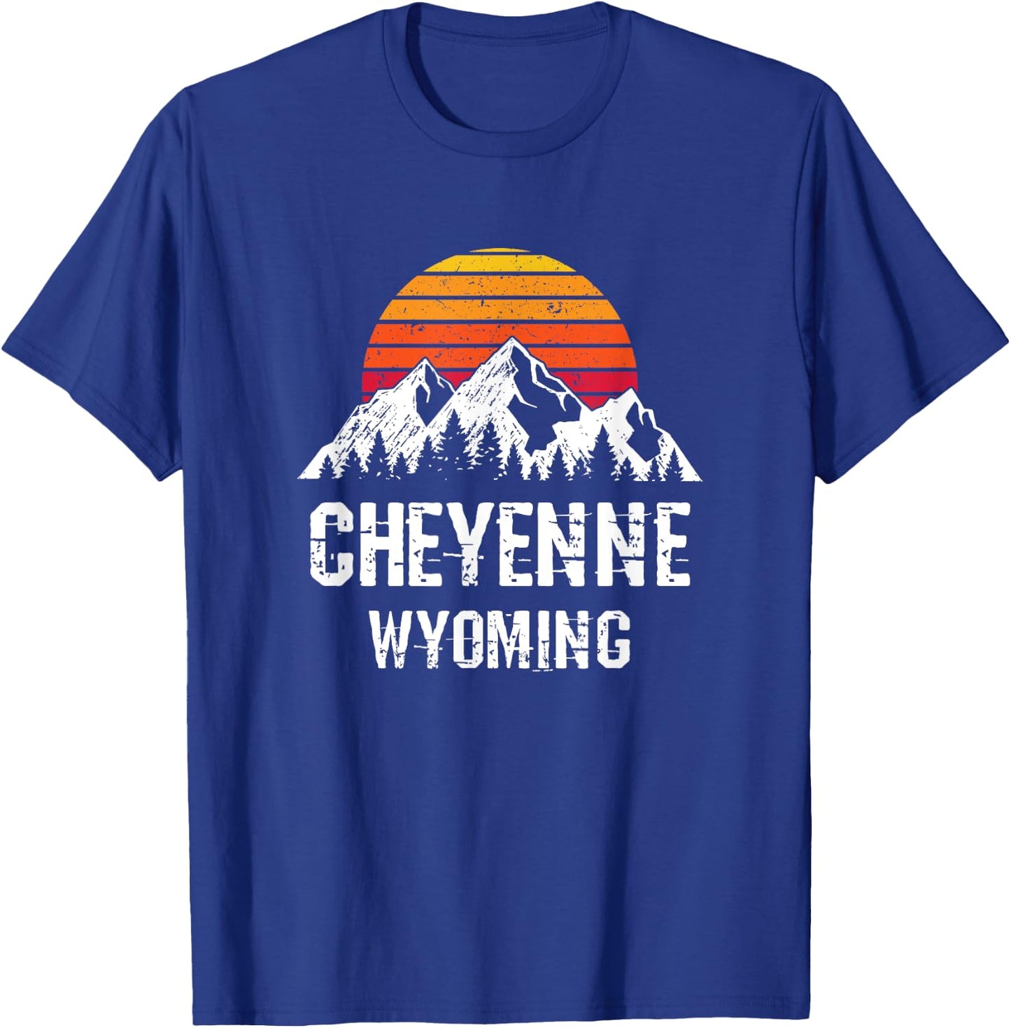 Cheyenne Wyoming Distressed Retro Gift T-Shirt - T-Shirt | Royal