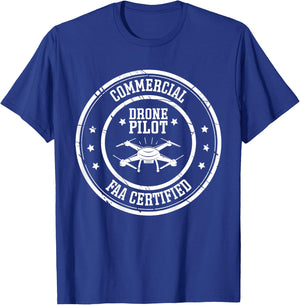 FAA Licensed & Certified BACK PRINT Commercial Drone Pilot T-Shirt - T-Shirt | Royal