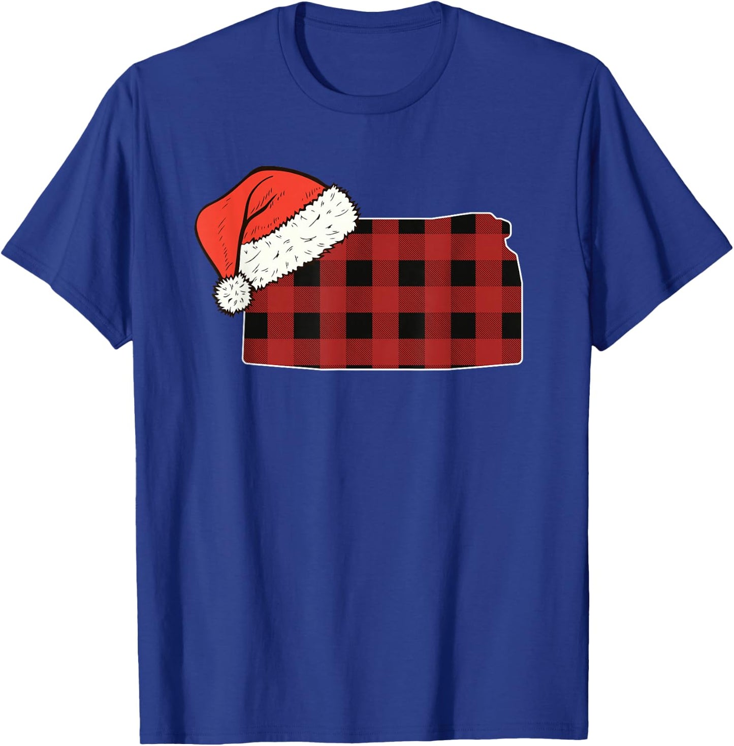 Kansas Plaid Christmas Santa Hat Holiday Matching Design T-Shirt - T-Shirt | Royal