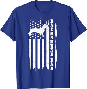 Dachshund Dad Vintage American Flag Patriotic T-Shirt - T-Shirt | Royal