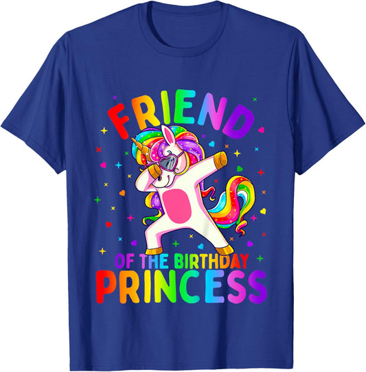 Friend of the Birthday Princess Girl Dabbing Unicorn T-Shirt - T-Shirt | Royal