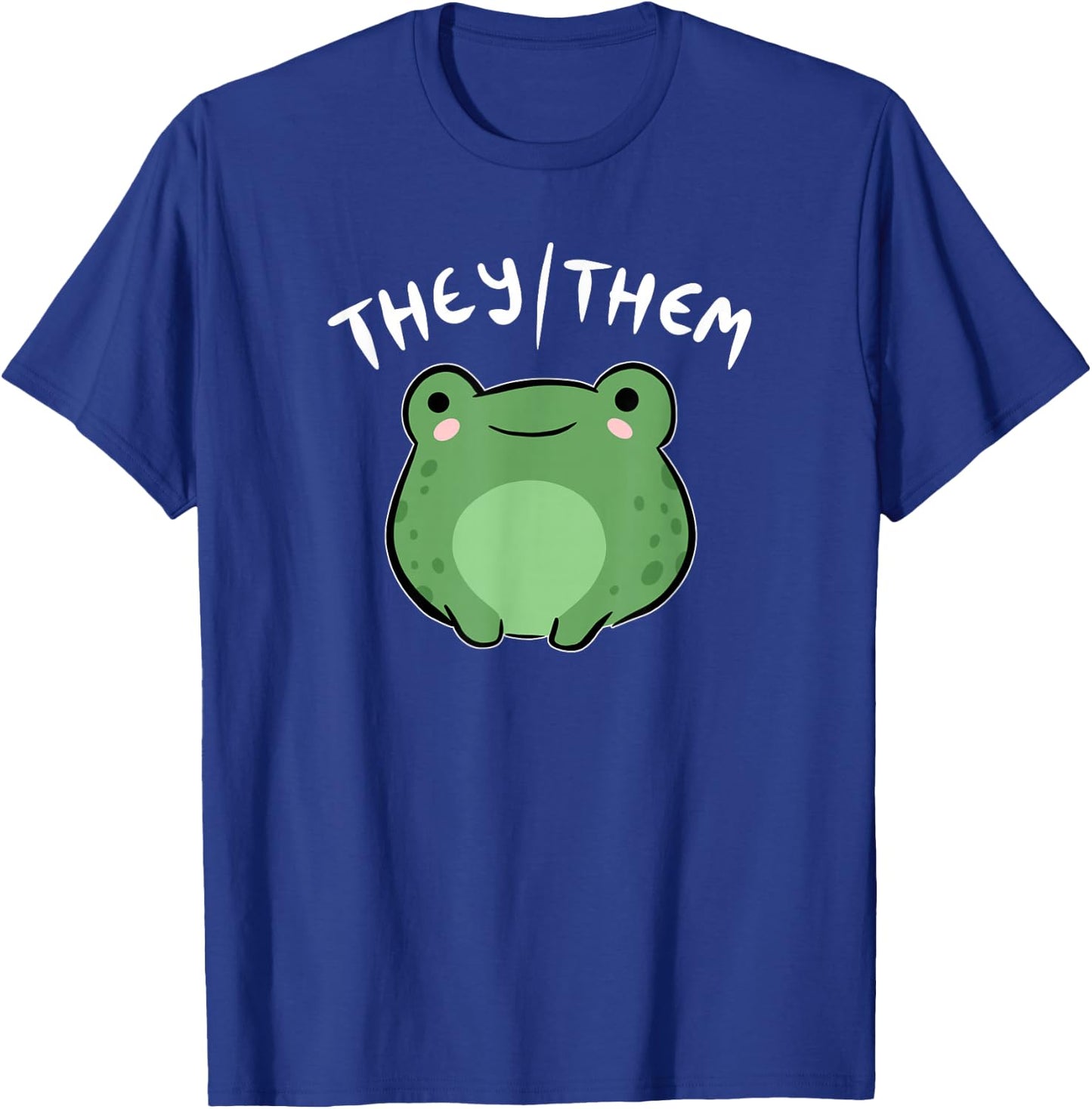 They Them Pronouns Frog Cute Nonbinary Queer Aesthetic Small T-Shirt - T-Shirt | Royal