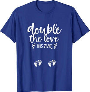 Twin Pregnancy Valentines Day Baby Announcement T-Shirt - T-Shirt | Royal