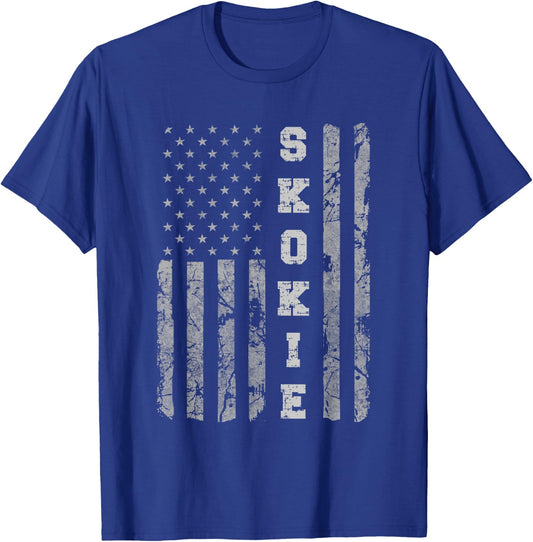 Skokie, Illinois, American flag T-Shirt - T-Shirt | Royal