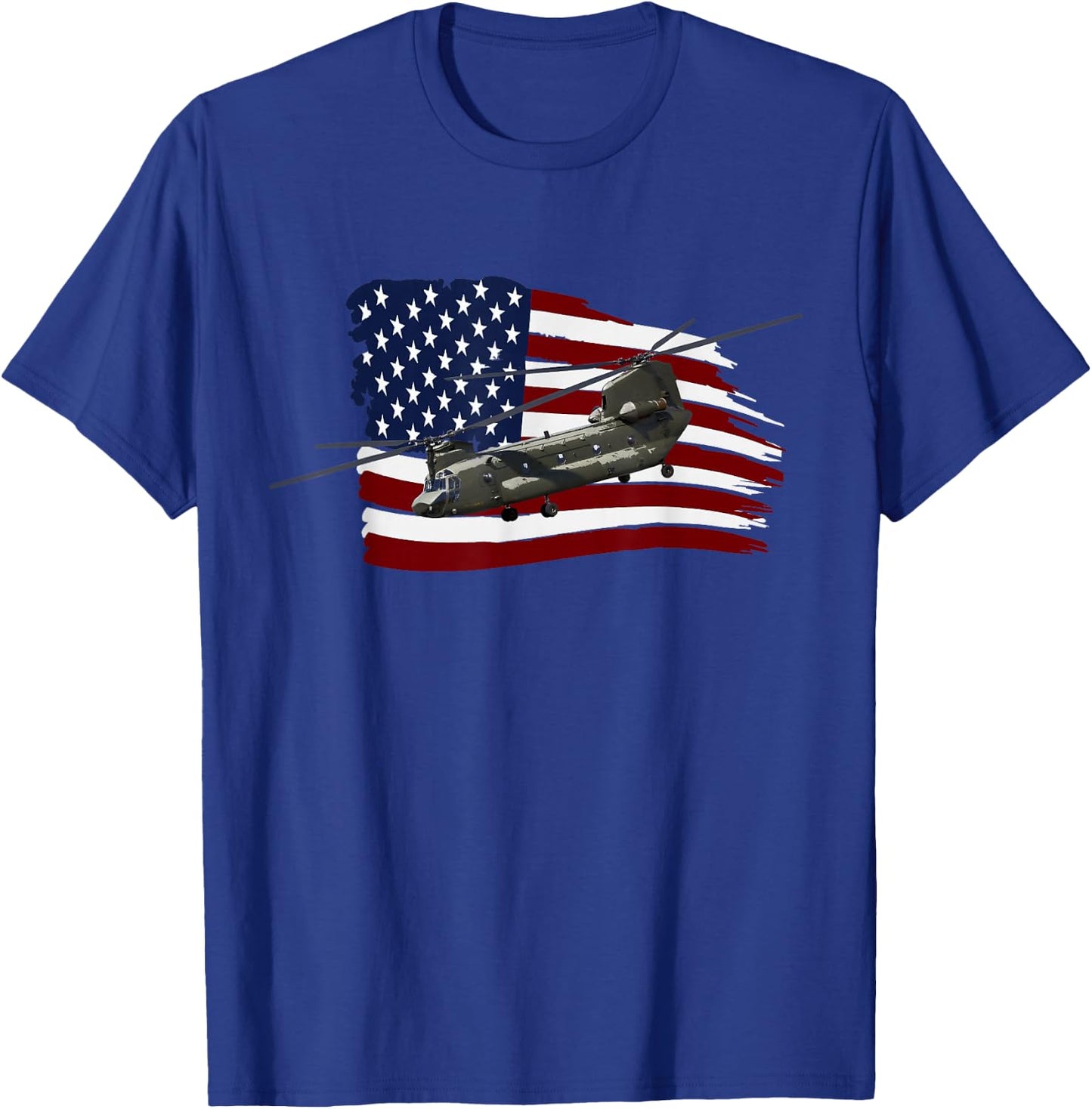 CH-47 Chinook T Shirt Helicopter US Flag T-Shirt - T-Shirt | Royal