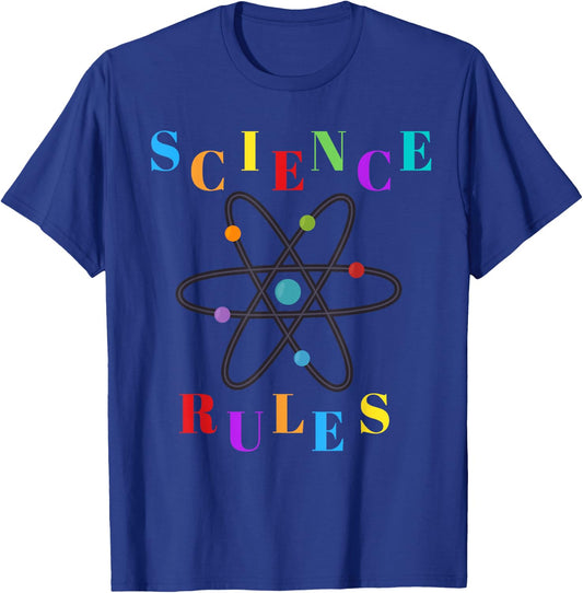 Science Rules (Colorful Atom Design) T-Shirt - T-Shirt | Royal