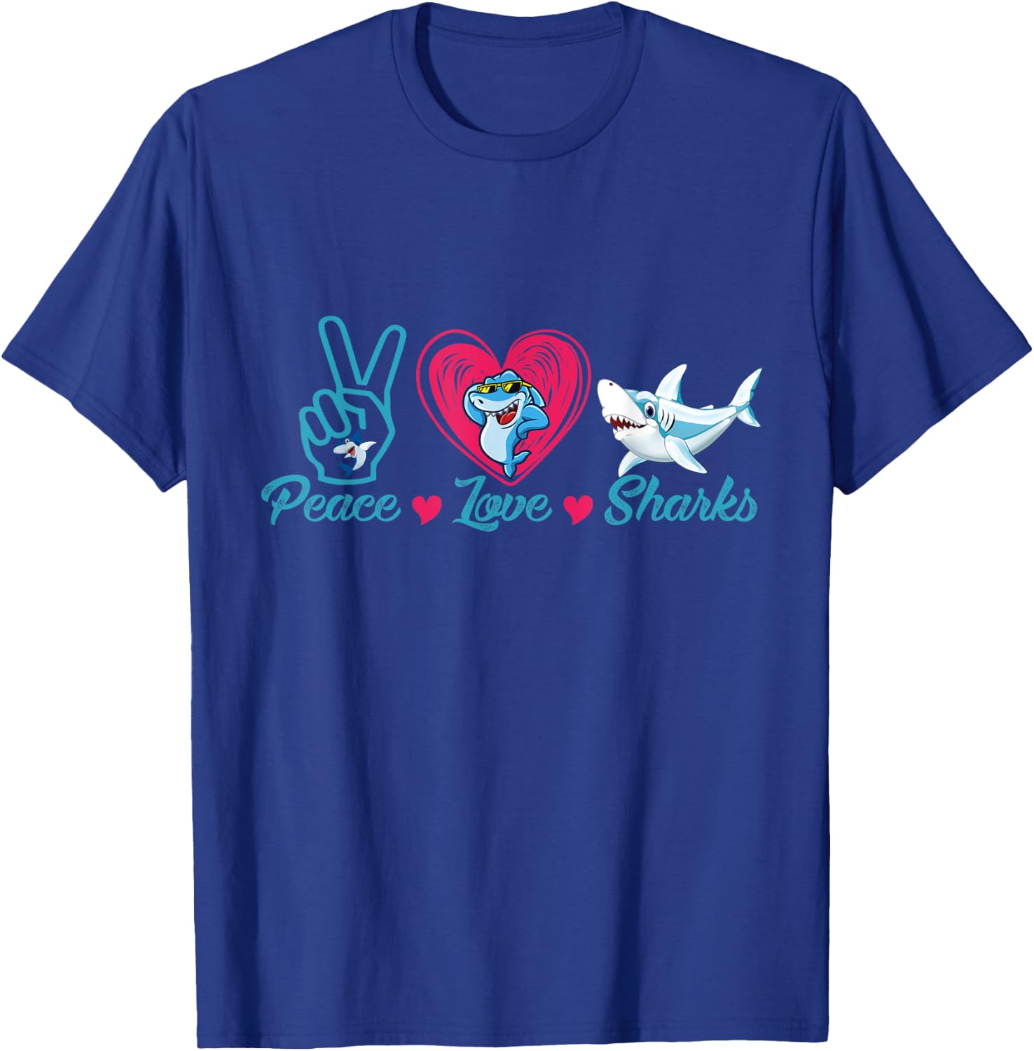 Funny Peace Love Shark Shirt Shark Lover T-Shirt - T-Shirt | Royal