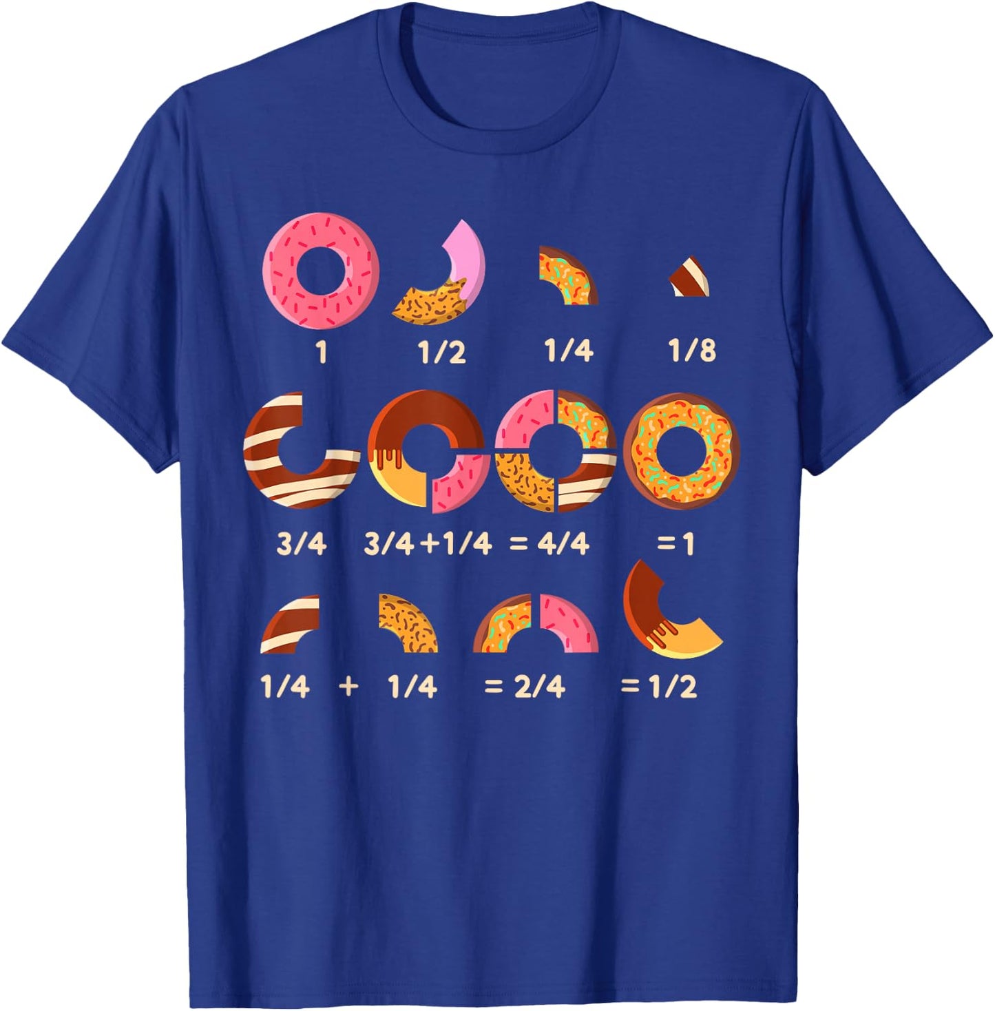 Donut Quick Math Fractions Donuts Math Teachers T-Shirt - T-Shirt | Royal