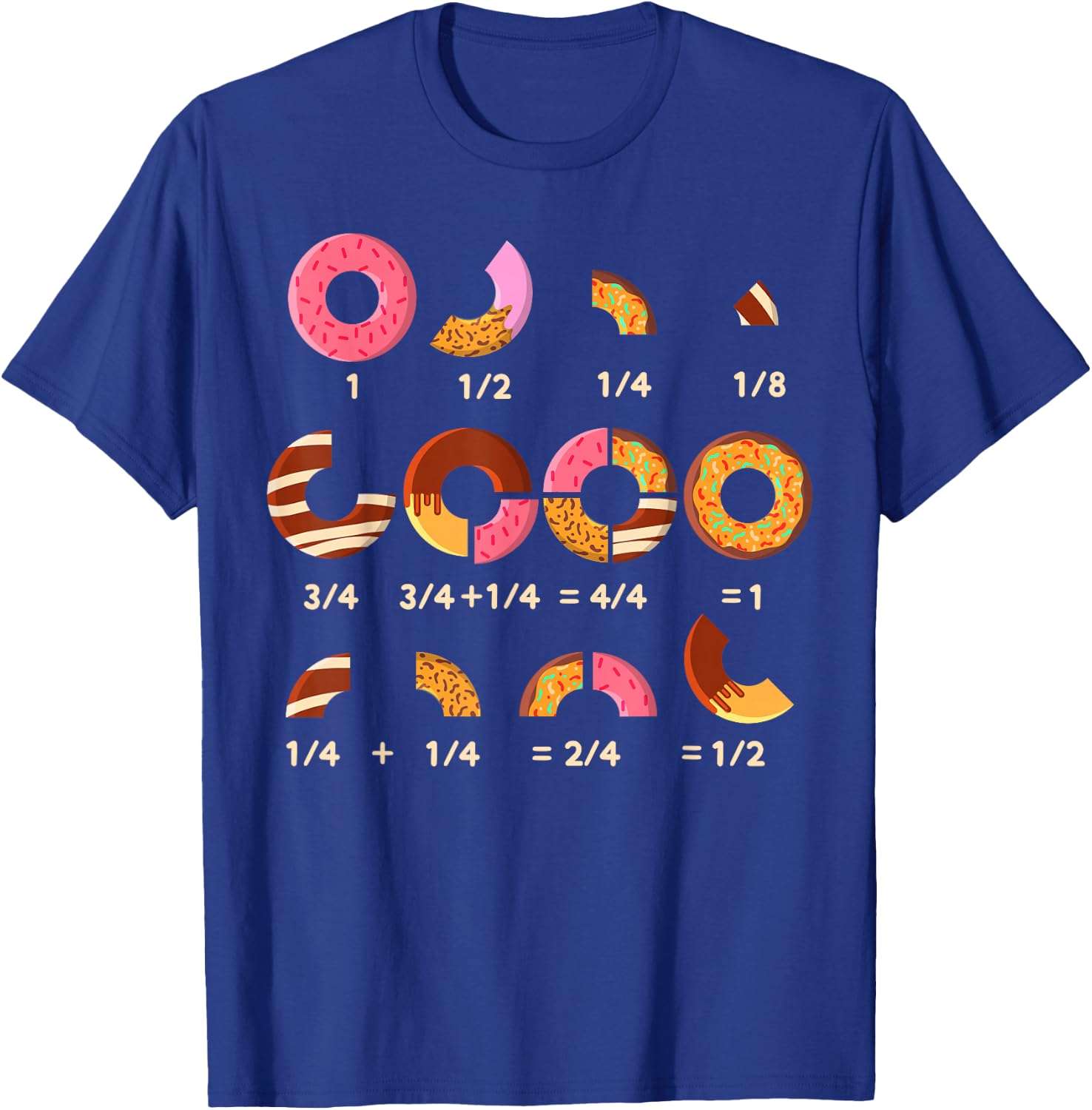 Donut Quick Math Fractions Donuts Math Teachers T-Shirt - T-Shirt | Royal