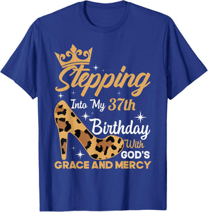 Stepping Into My 37th Birthday With Gods Grace Leopard Women T-Shirt - T-Shirt | Royal