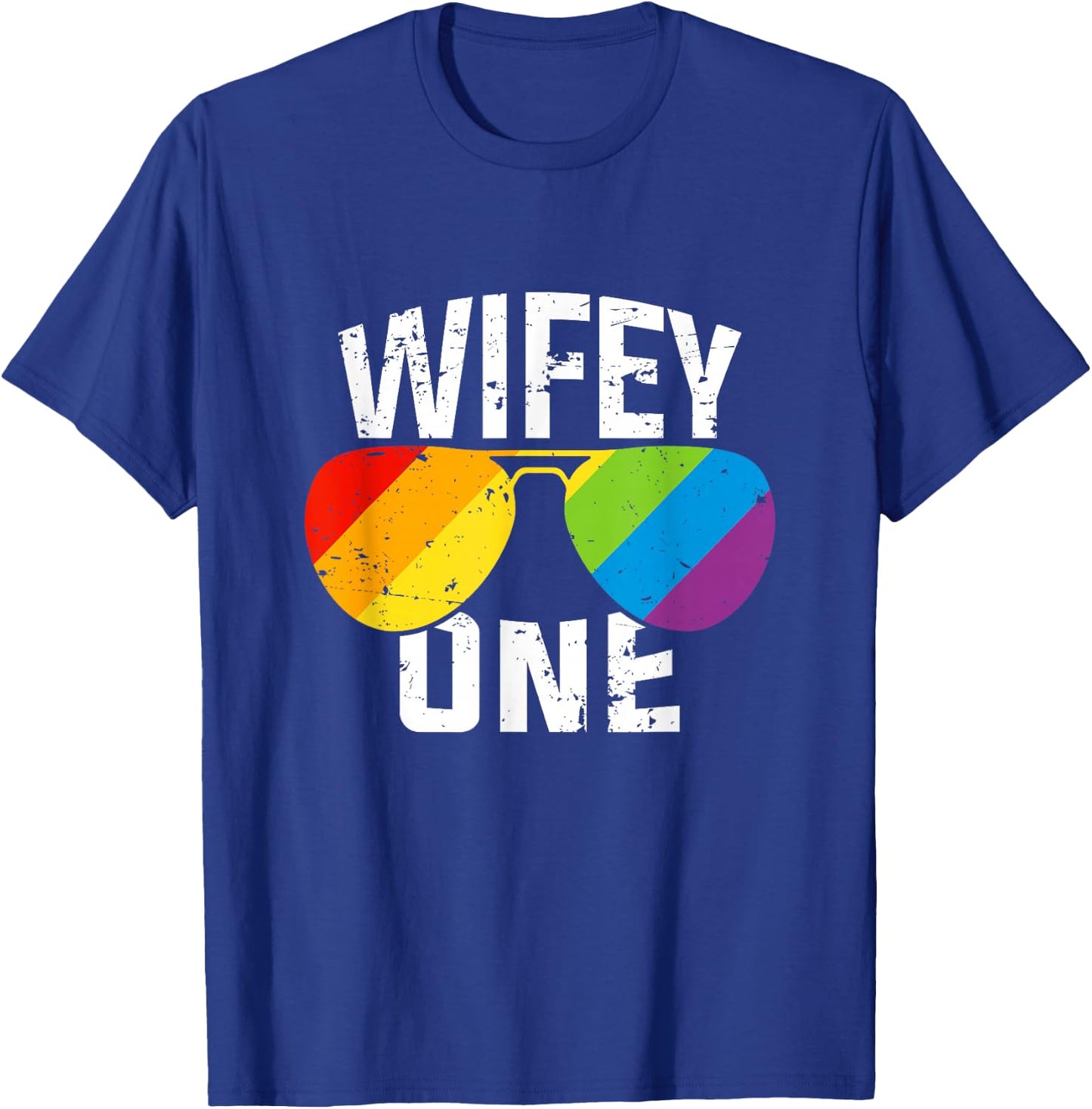 Lesbian Pride Wifey One Bride Matching Couples Gift Shirt T-Shirt - T-Shirt | Royal