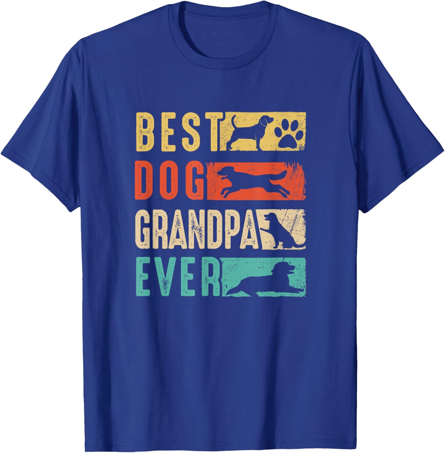 Vintage Best Dog Grandpa Ever Retro Mothers Day Dog Lovers T-Shirt - T-Shirt | Royal