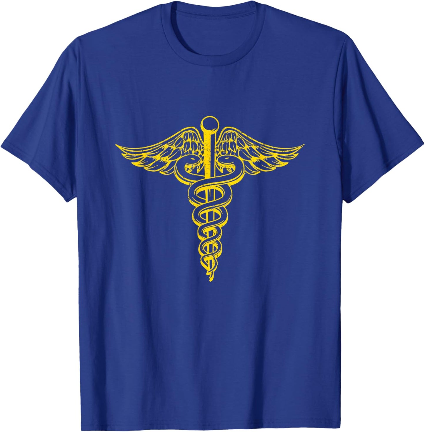 Novelty Vintage Caduceus Hermes Staff Medical Shirt T-Shirt - T-Shirt | Royal