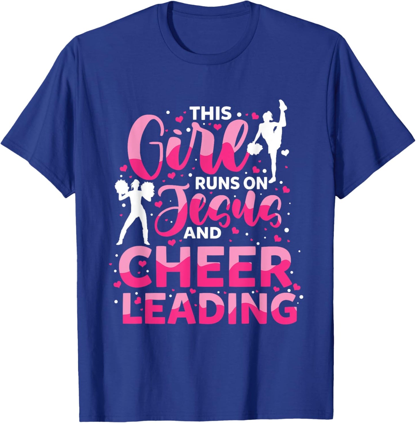 This Girl Runs on Jesus and Cheerleading T-Shirt - T-Shirt | Royal