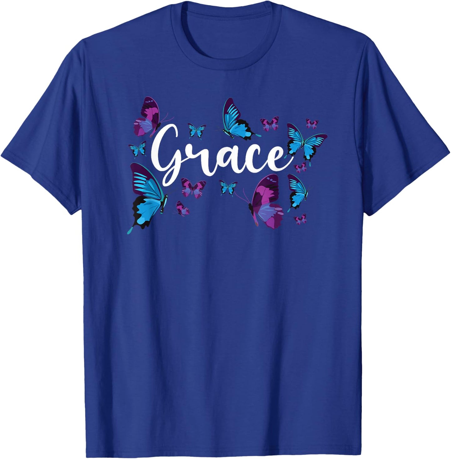 Christian Bible Verse Quote Butterfly Grace T-Shirt - T-Shirt | Royal