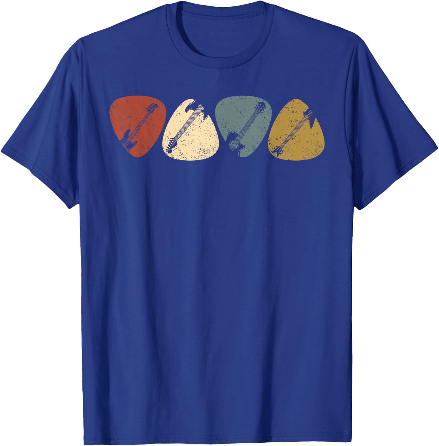 Vintage Guitar Pick Retro Guitarists, Bassist Gifts T-Shirt - T-Shirt | Royal