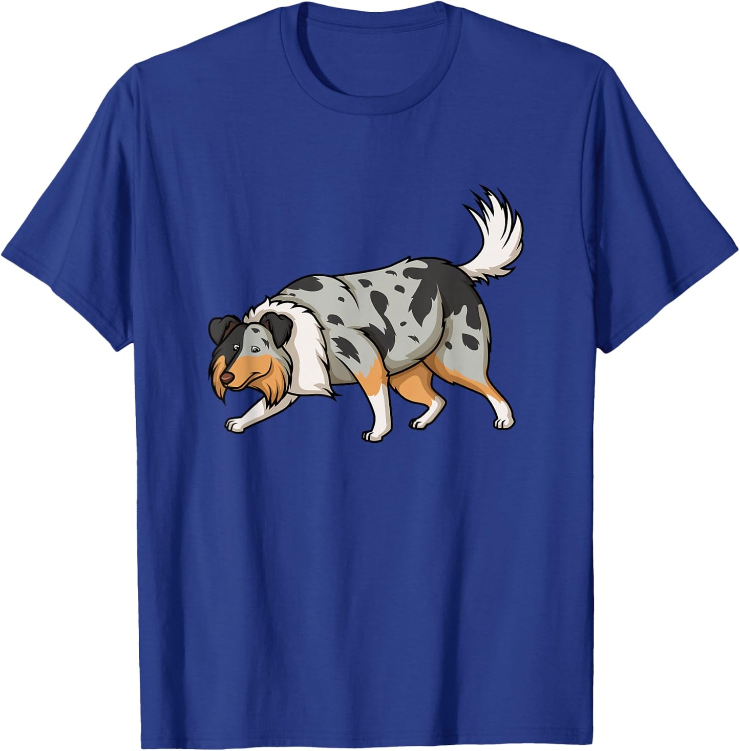 Collie Dogs Blue Merle Collie Sniffing Funny Cute T-Shirt - T-Shirt | Royal