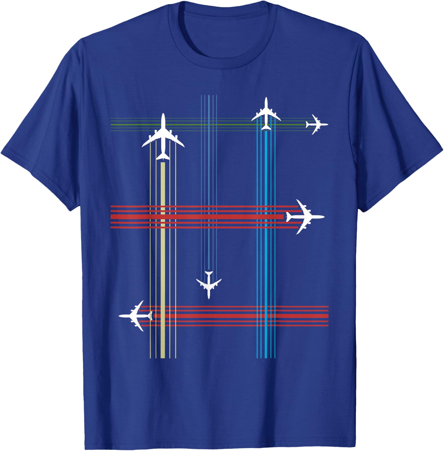 Retro 747 Airliner Contrail Vintage Aircraft Pilot T-Shirt - T-Shirt | Royal